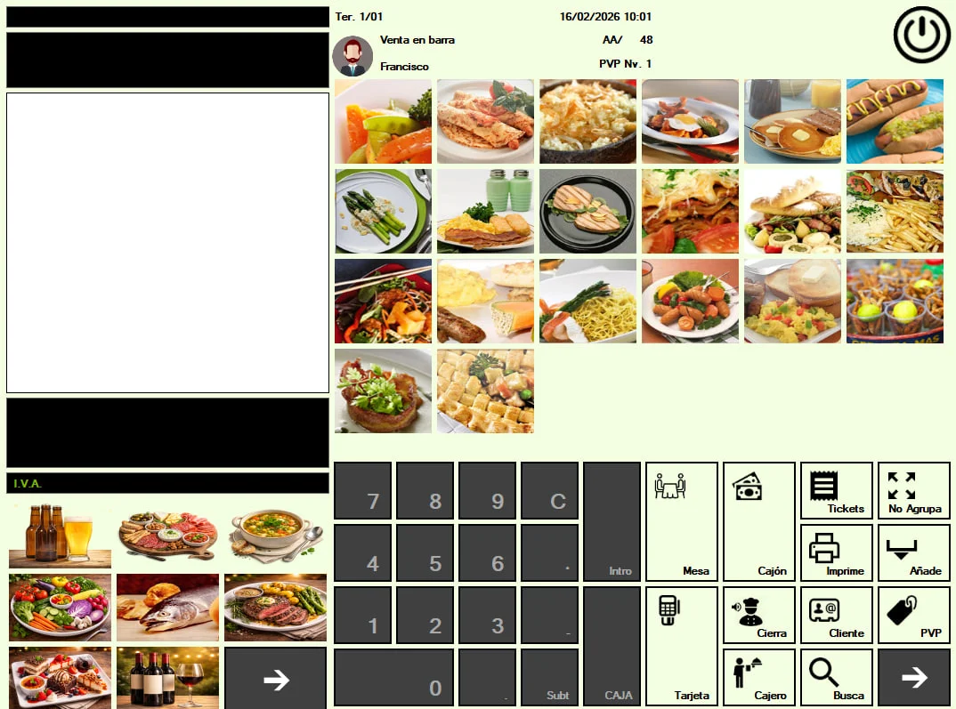 Pantalla de ventas rápida e intuitiva