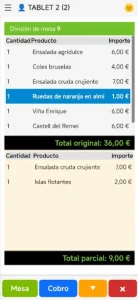 Divison de mesas con comandero