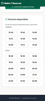 Horarios de restaurante