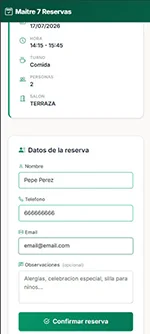 Datos de reserva