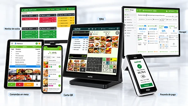 Software TPV para hosteleria con TPV, tablet, cocina y Manager