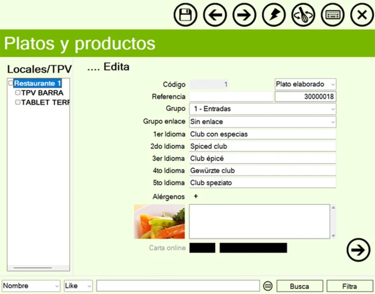 Platos y productos